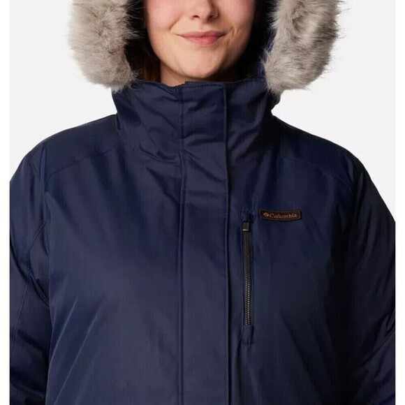 Columbia Women's Plus Size Suttle Mountain Long Insulated Jacket Dark Nocturnal - Picture 3 of 7